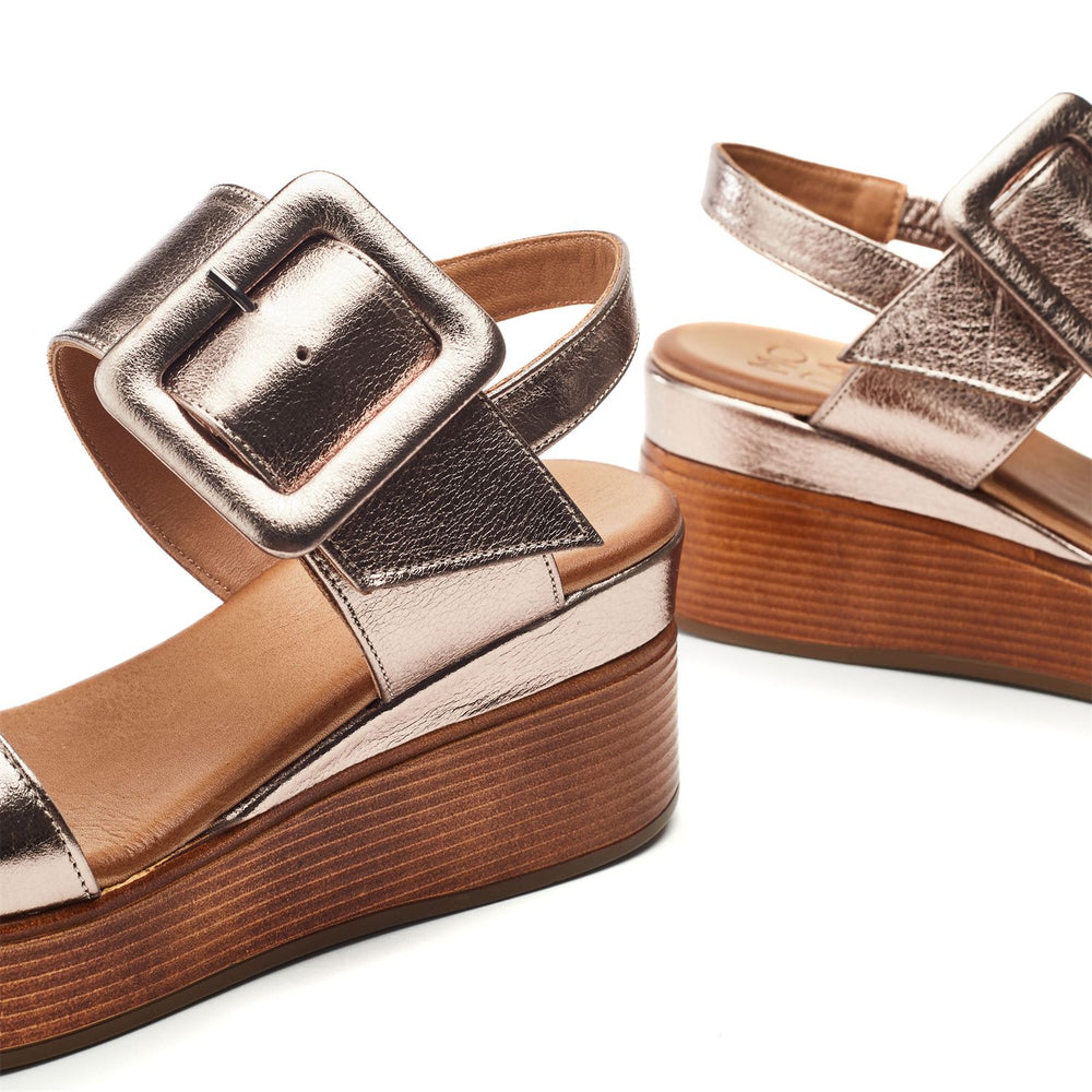Mazus Pewter Leather Sandals