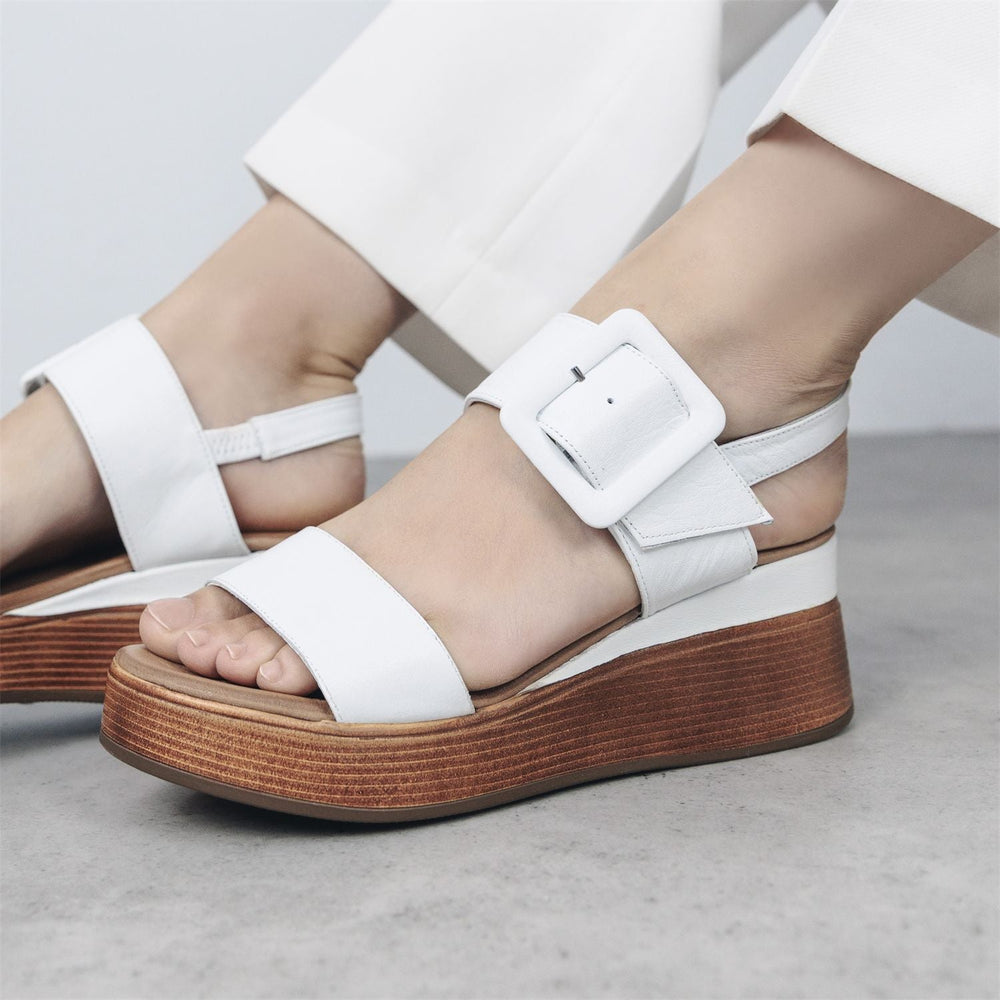 Mazus White Leather Sandals