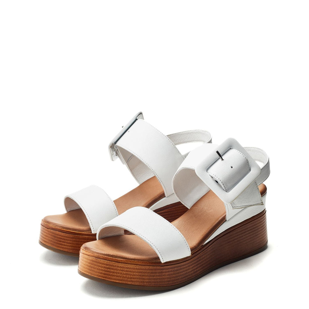 Mazus White Leather Sandals