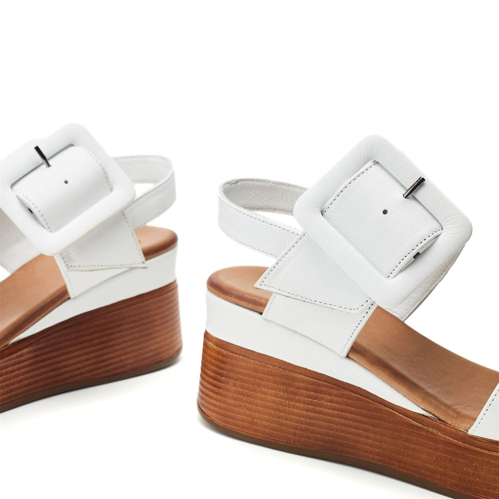 Mazus White Leather Sandals