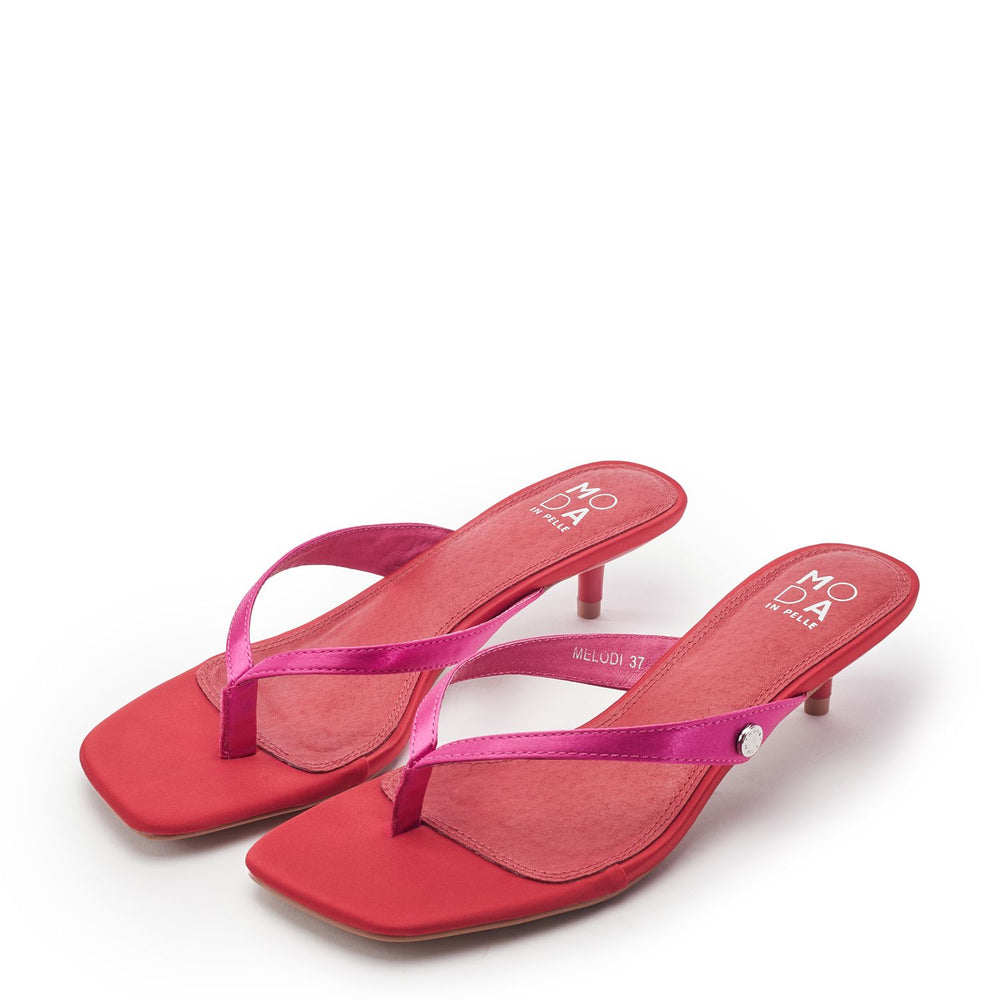 Melodi Pink-Red Satin Sandals