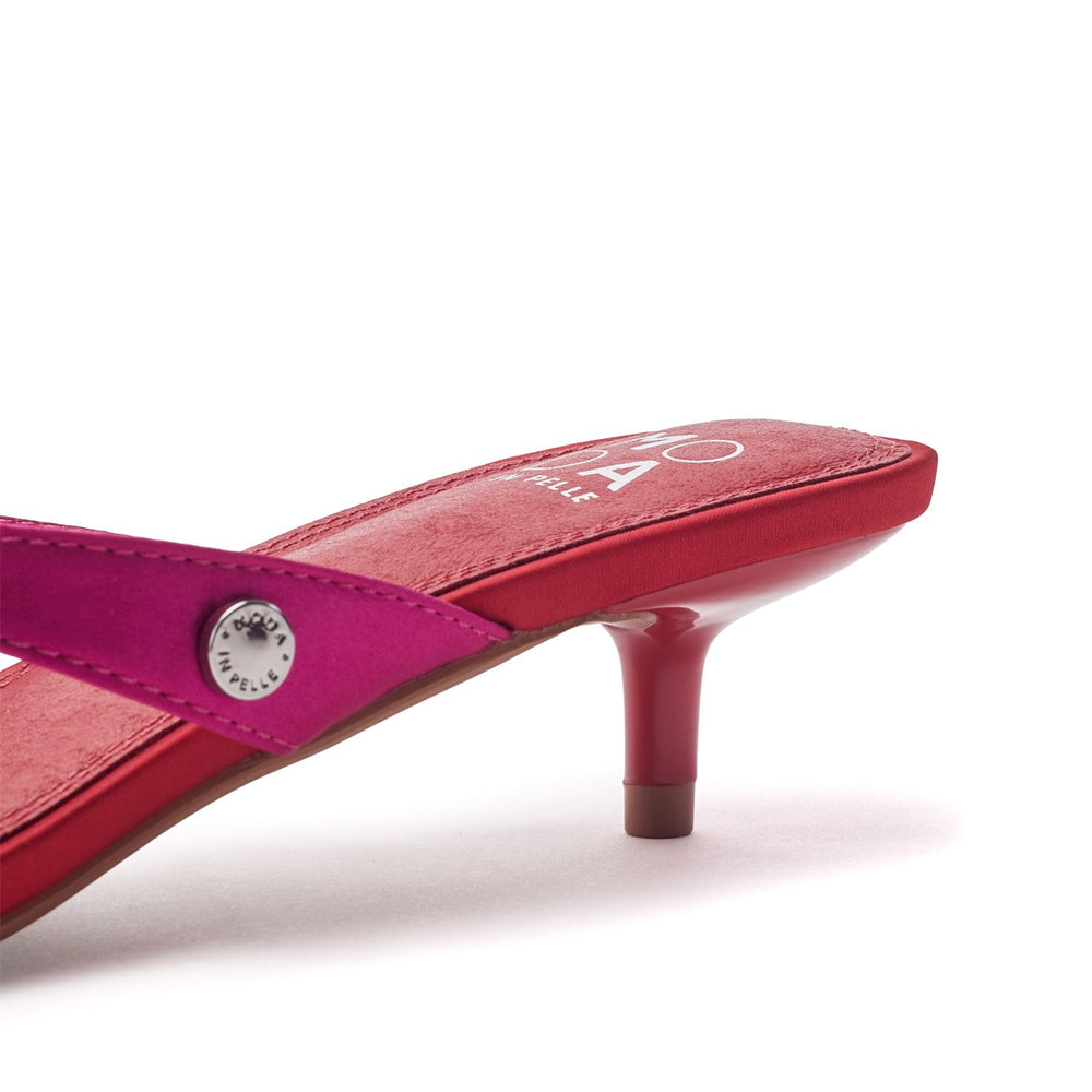 Melodi Pink-Red Satin Sandals