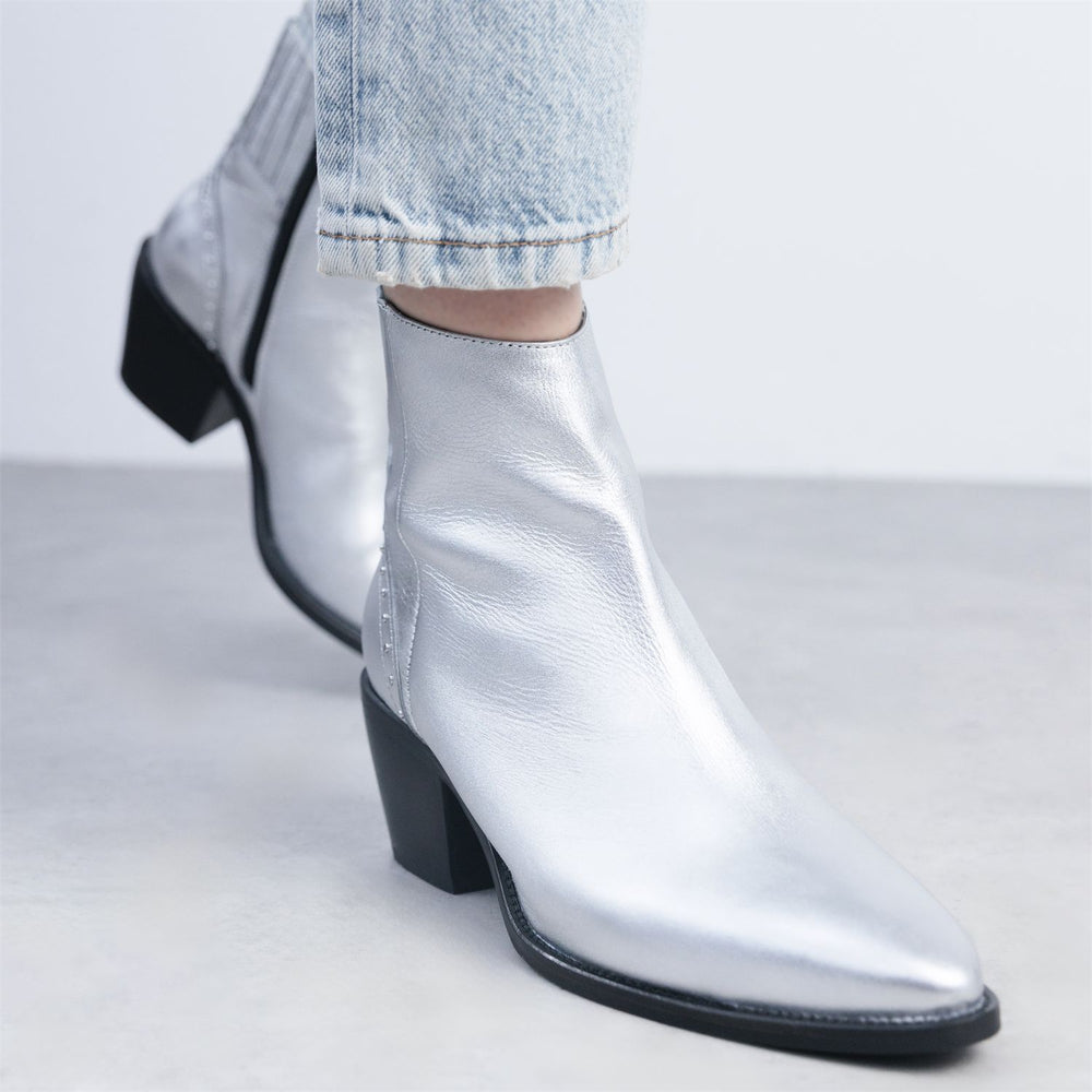 Michele Silver Leather Boots