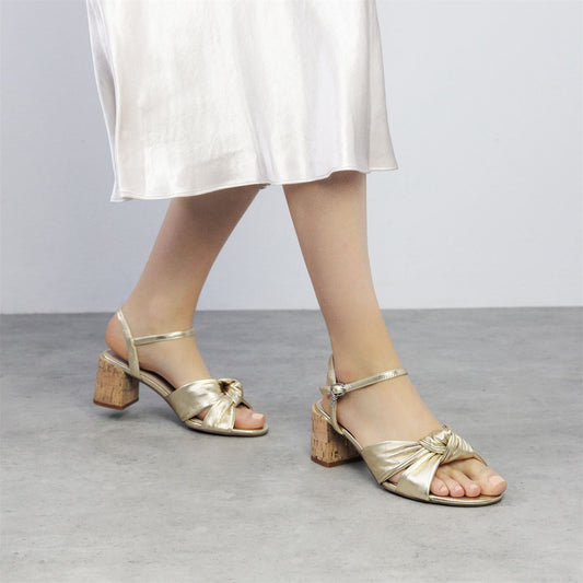Mokara Gold Leather Sandals