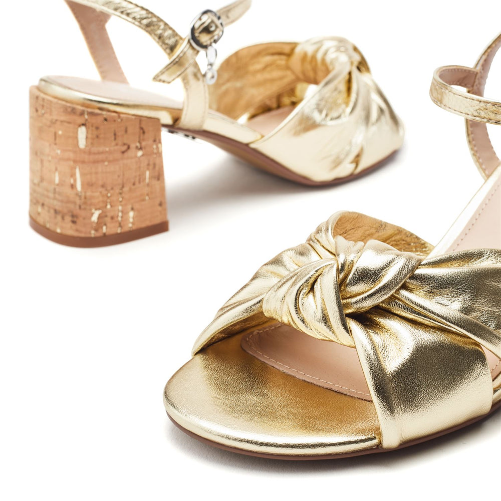 Mokara Gold Leather Sandals