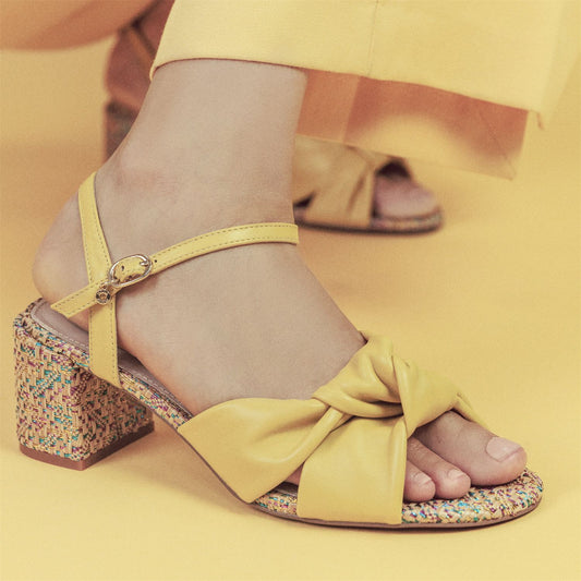 Mokara Yellow Leather Sandals