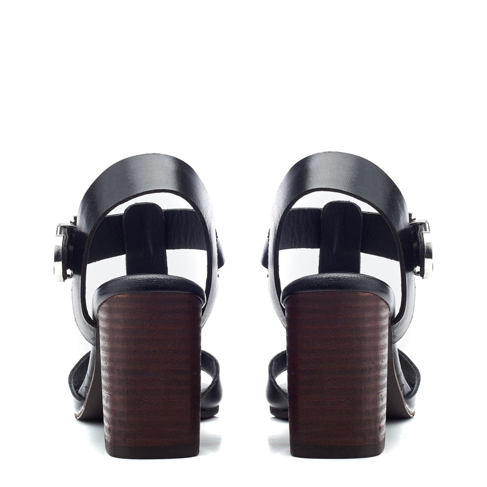 Molliey Black Leather Sandals