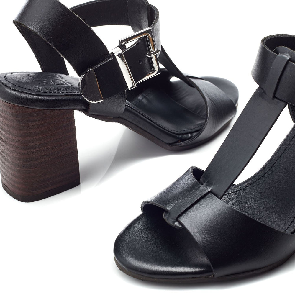 Molliey Black Leather Sandals