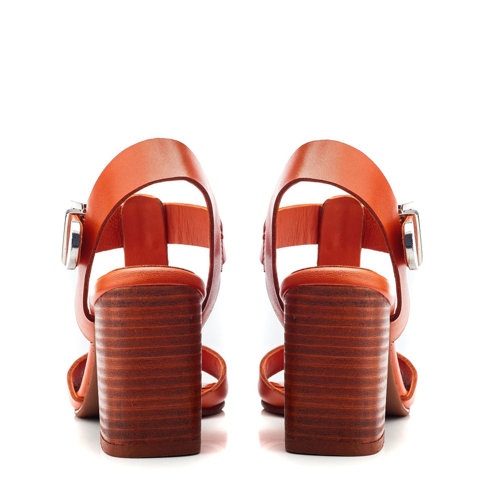 Molliey Orange Leather Sandals