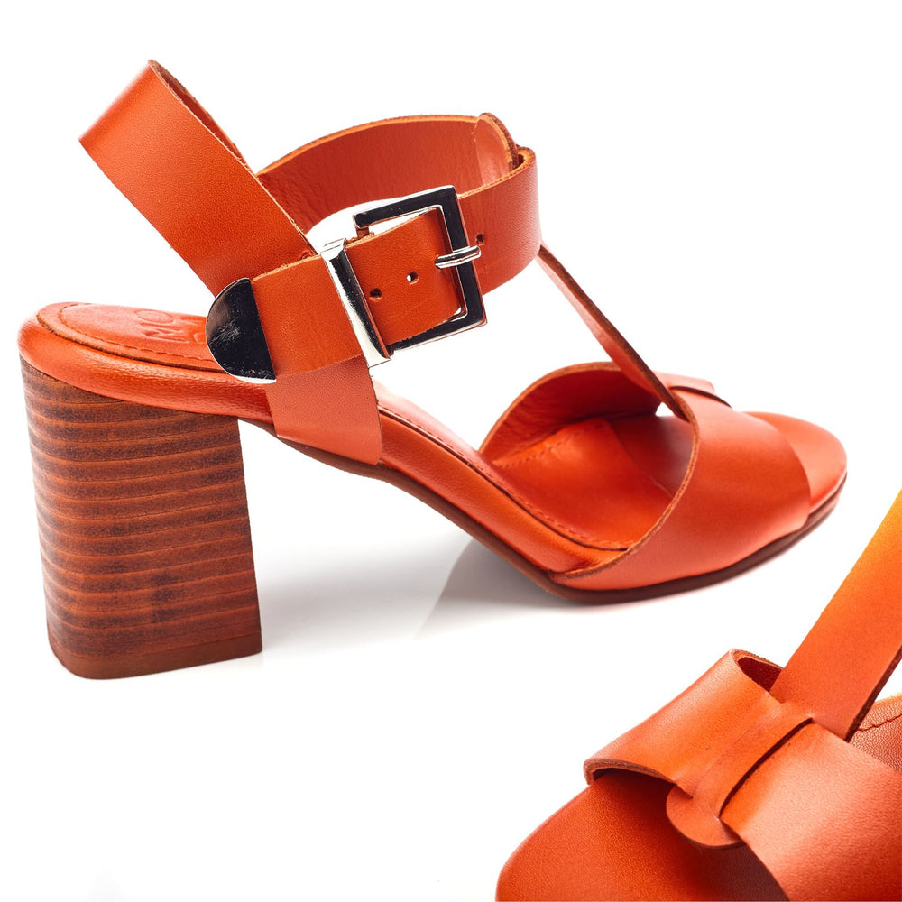 Molliey Orange Leather Sandals