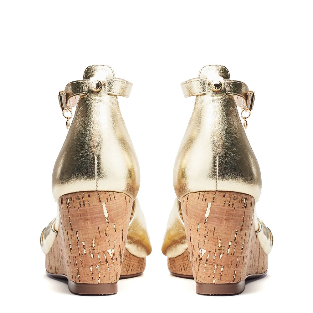 Muscari Gold Leather Sandals