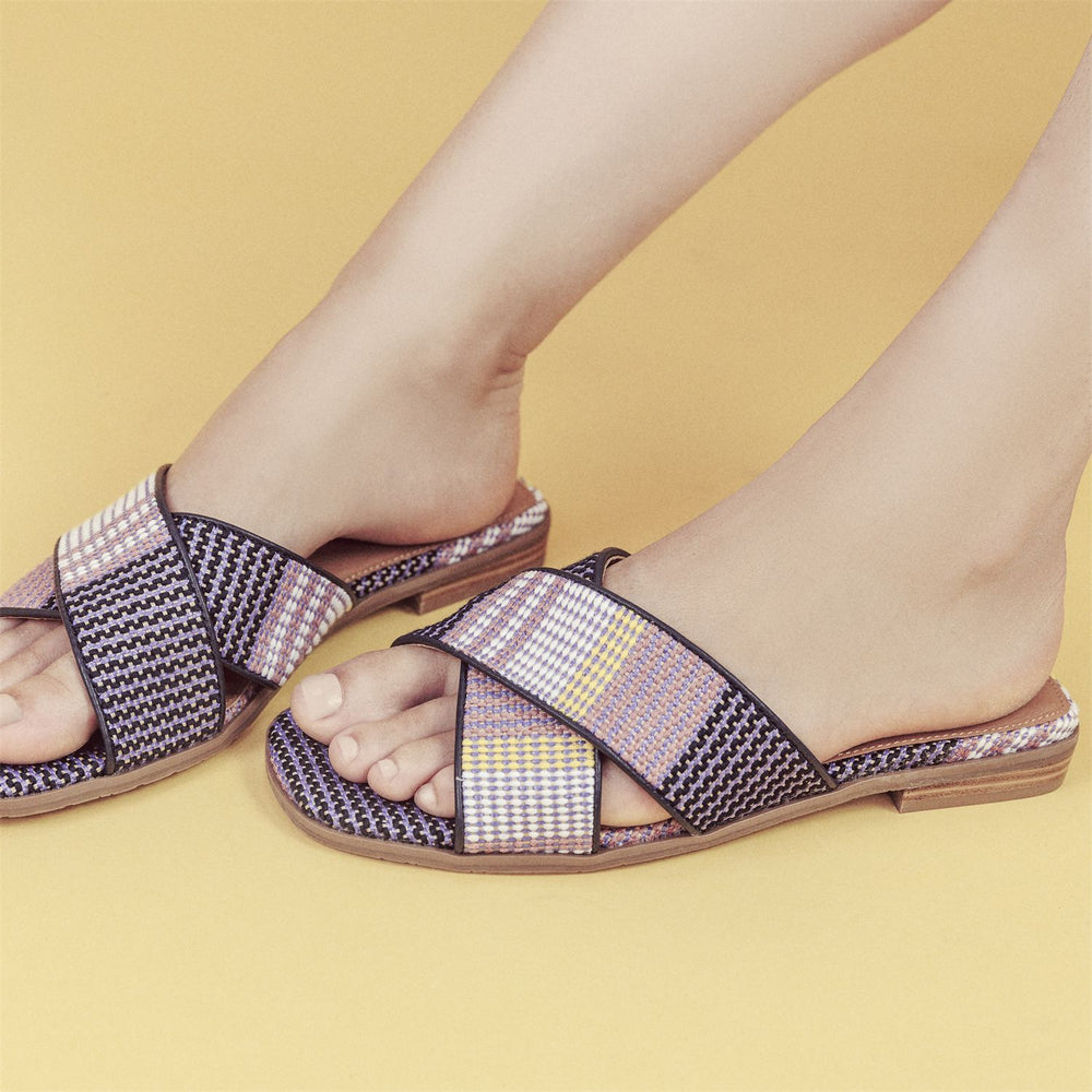 Naela Navy Textile Sandals