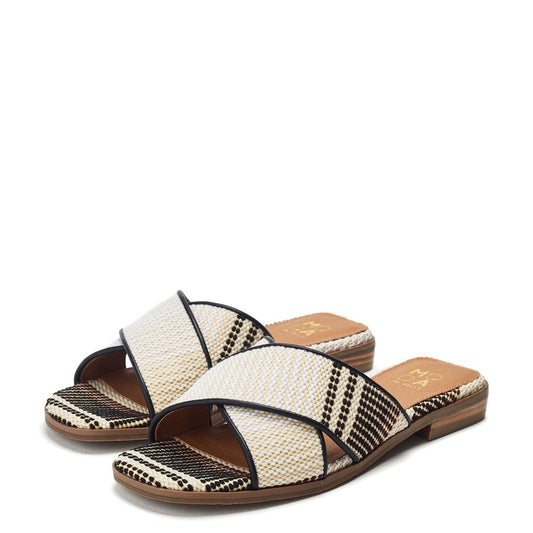 Naela Off White Textile Sandals