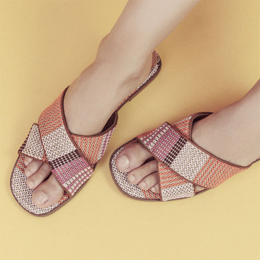Naela Orange Textile Sandals