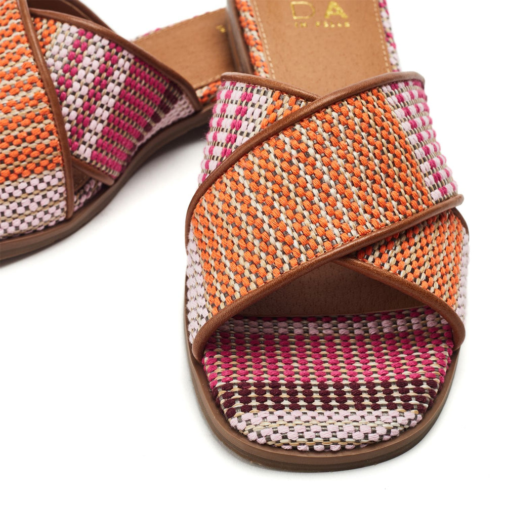 Naela Orange Textile Sandals