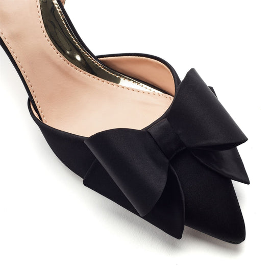 Nahara Black Satin Shoes