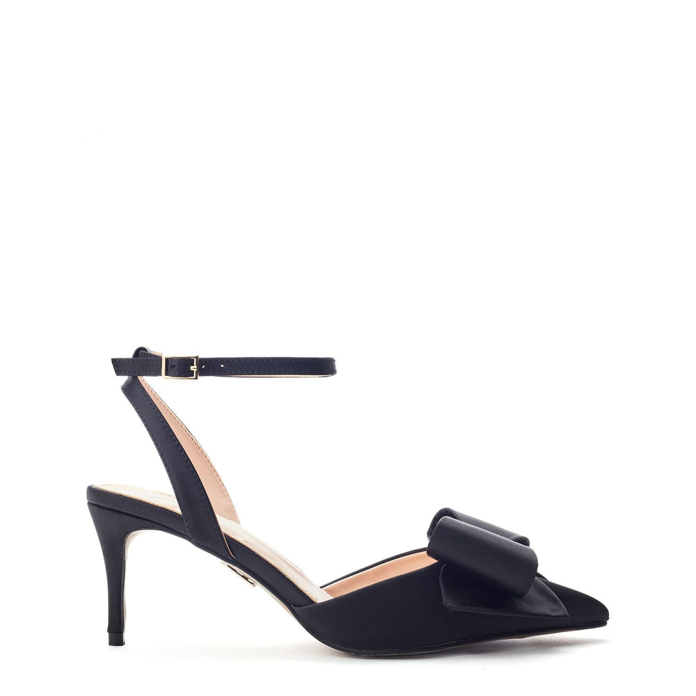Nahara Black Satin Shoes