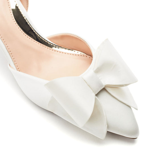 Nahara Off White Satin Shoes