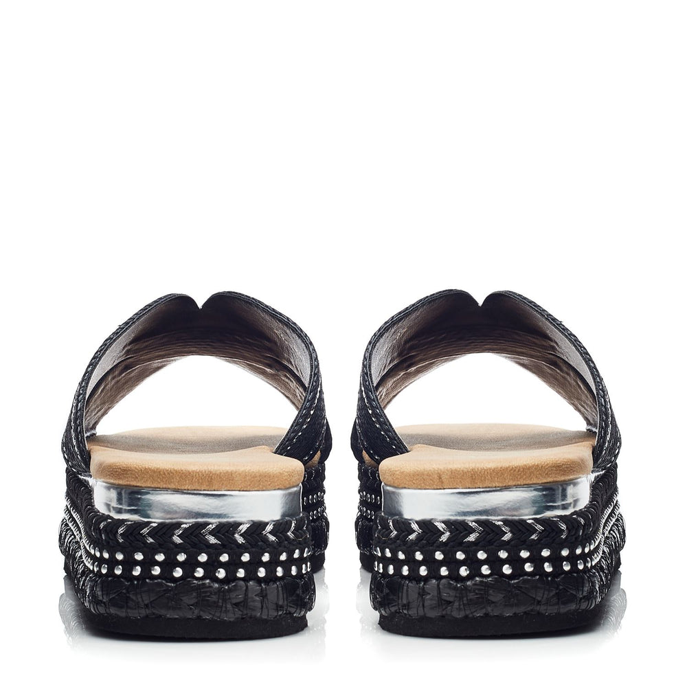 Naiah Black Textile Sandals