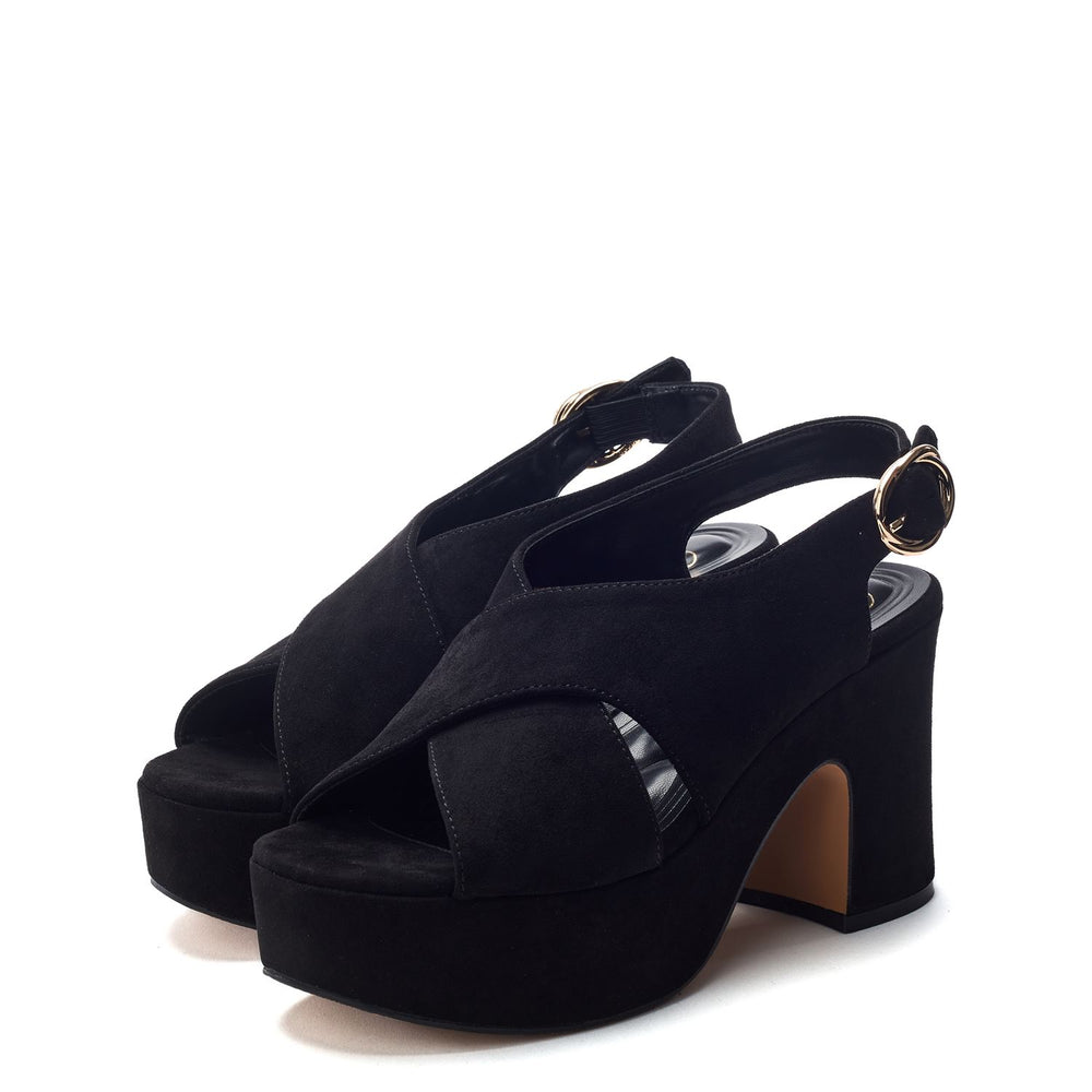 Nakara Black Alcantara Sandals