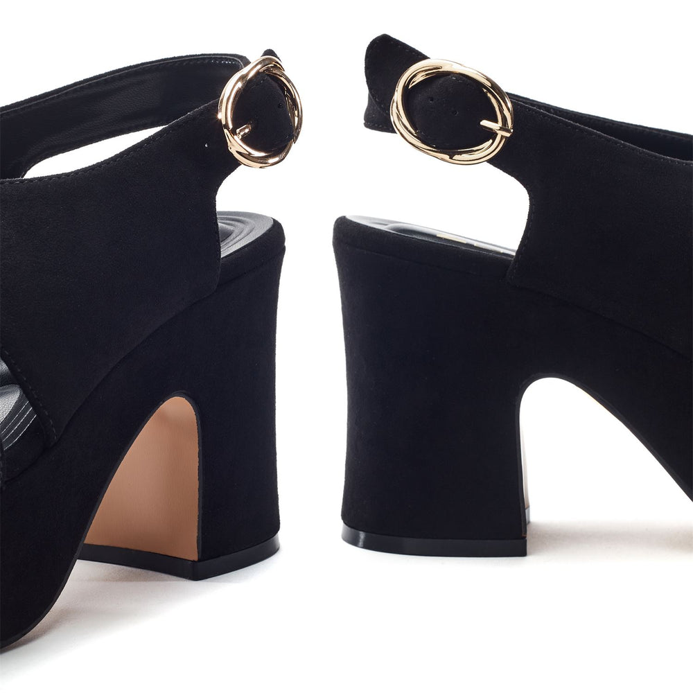 Nakara Black Alcantara Sandals