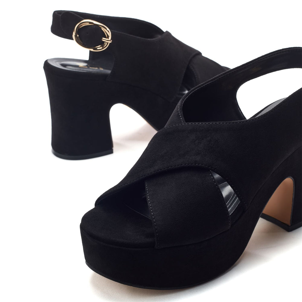 Nakara Black Alcantara Sandals