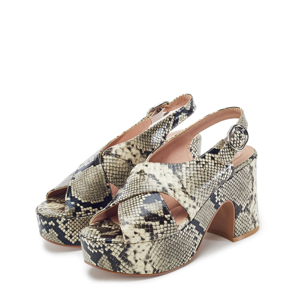 Nakara Grey Snake Print Sandals