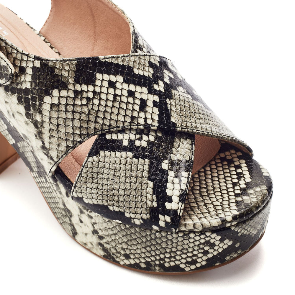 Nakara Grey Snake Print Sandals
