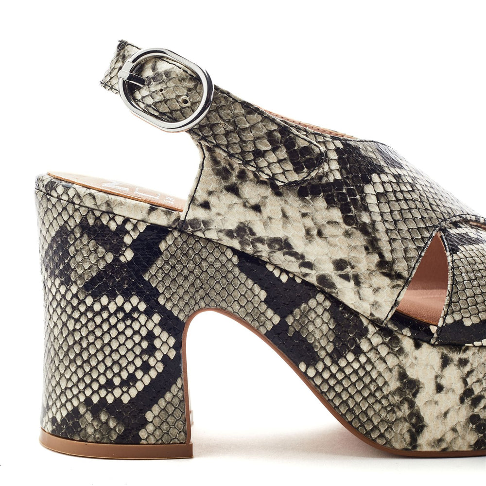 Nakara Grey Snake Print Sandals