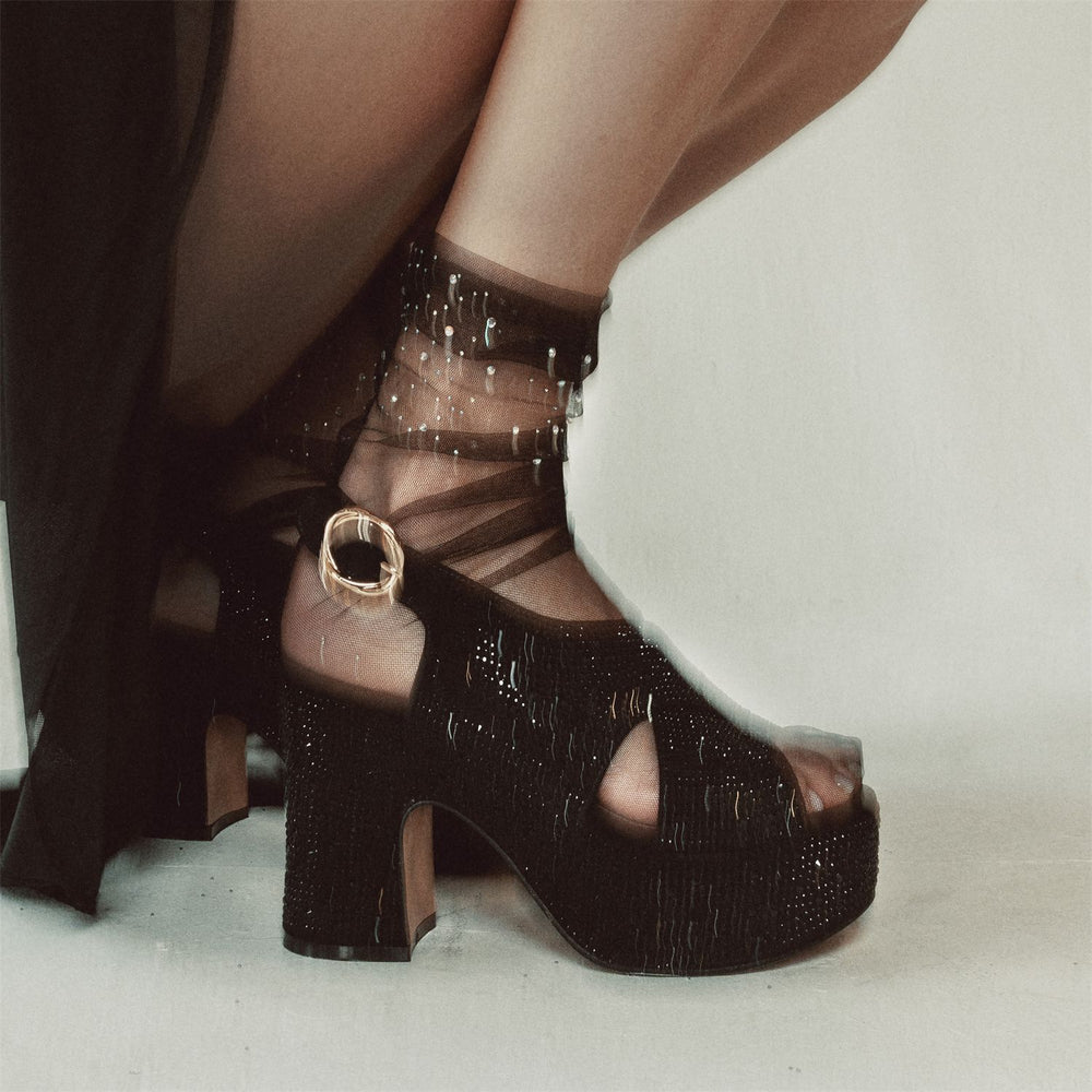 Nakara Jet Black Alcantara Sandals