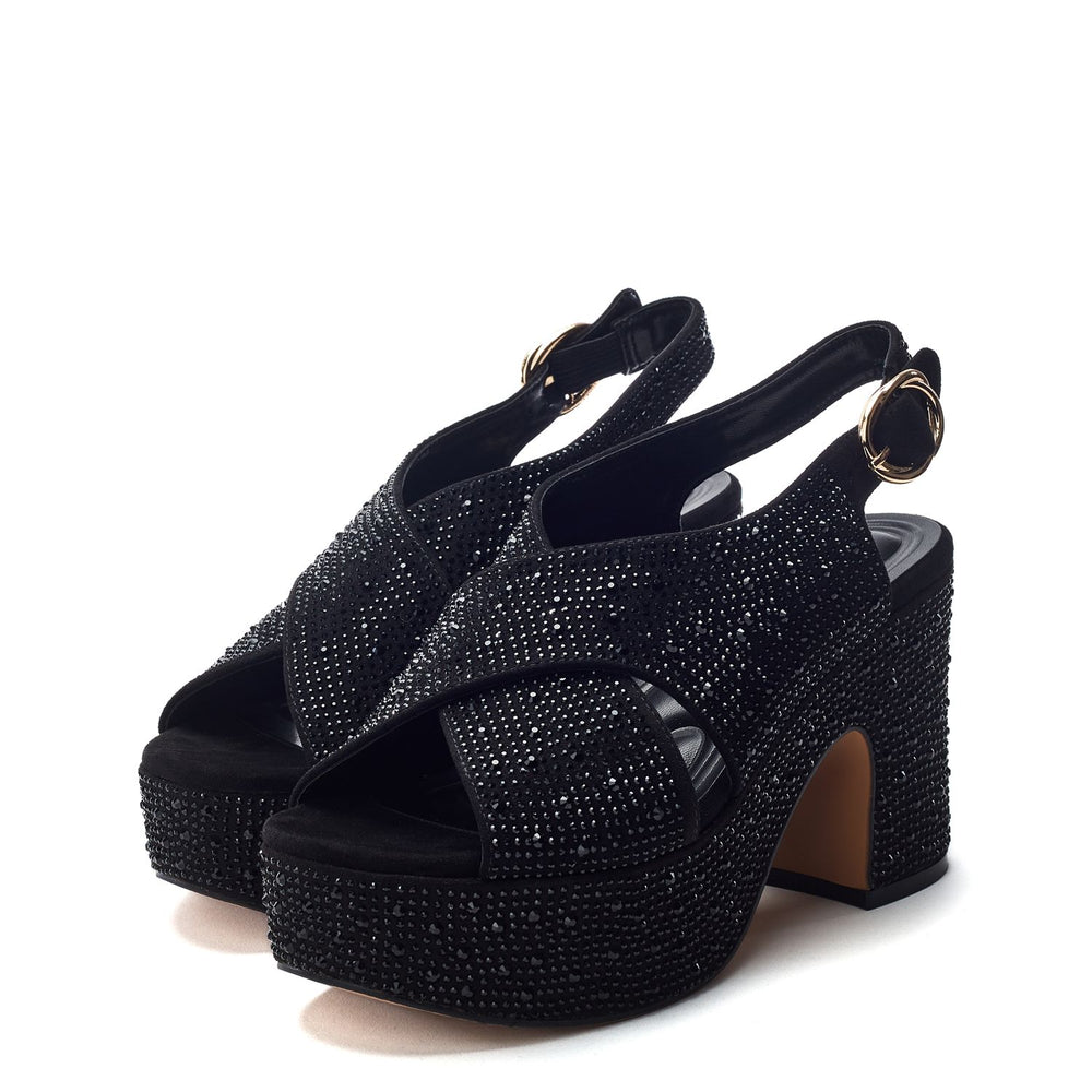 Nakara Jet Black Alcantara Sandals