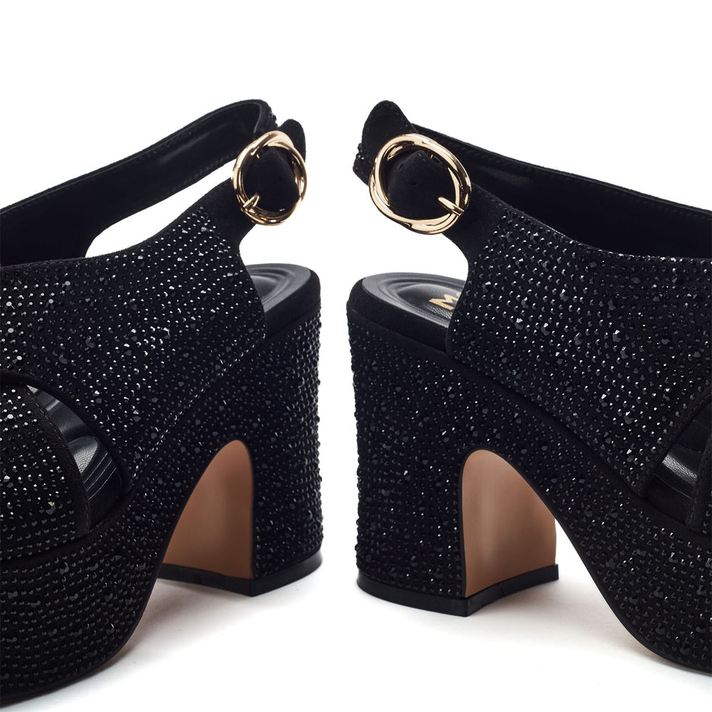 Nakara Jet Black Alcantara Sandals