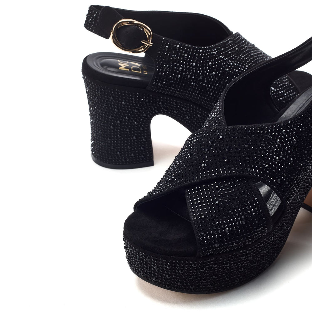 Nakara Jet Black Alcantara Sandals