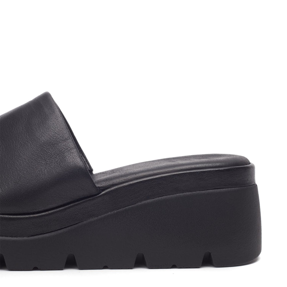 Namya Jet Black Leather Sandals