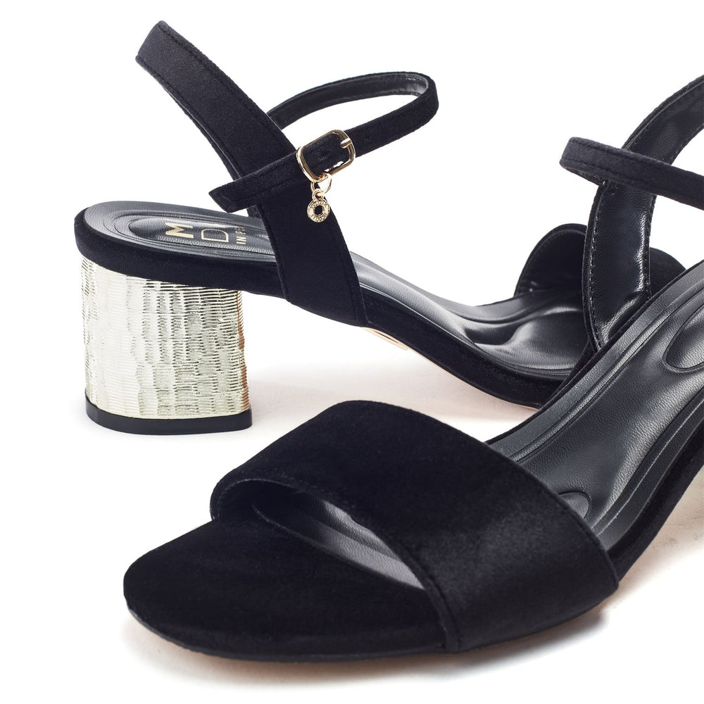 Nareena Black Velvet Sandals