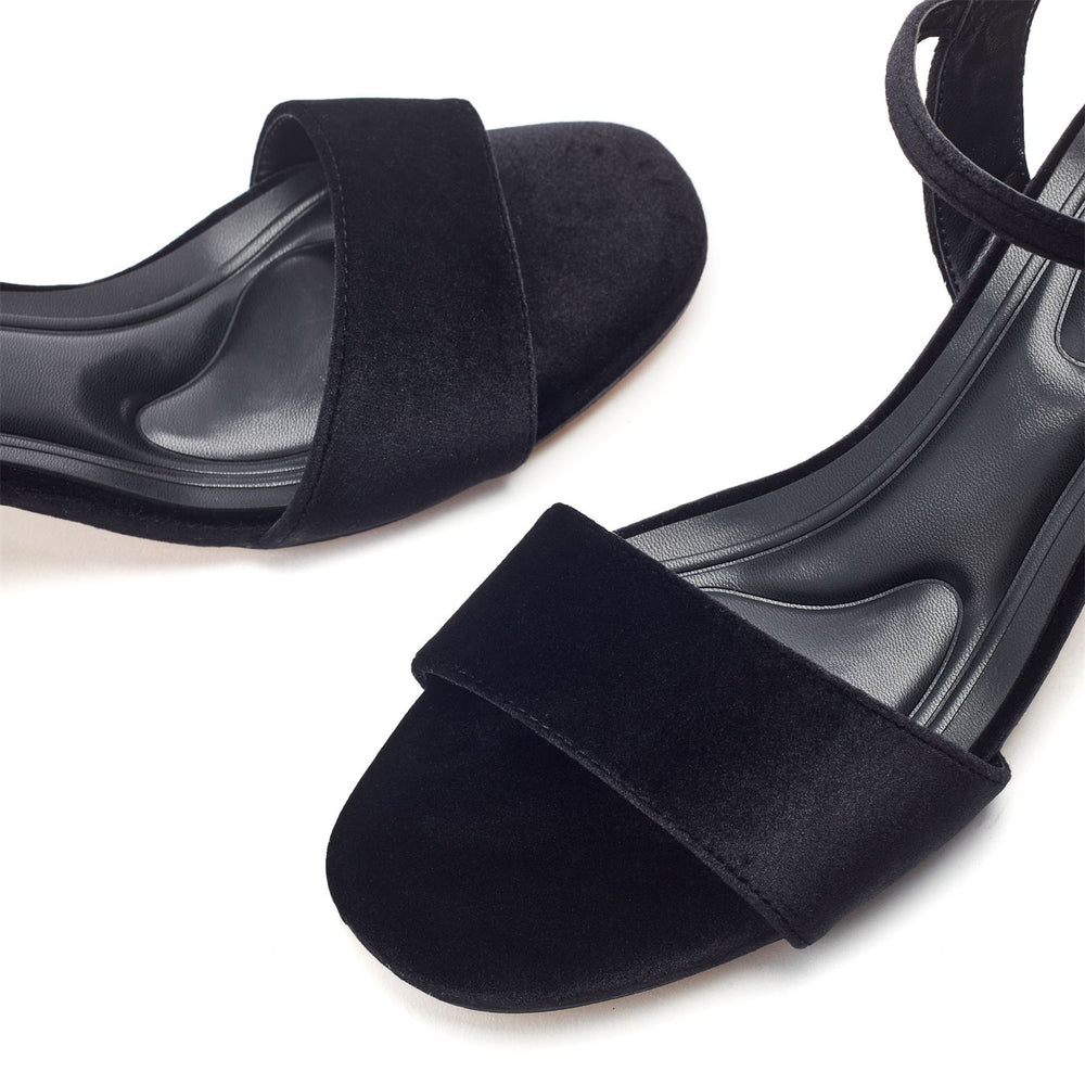 Nareena Black Velvet Sandals