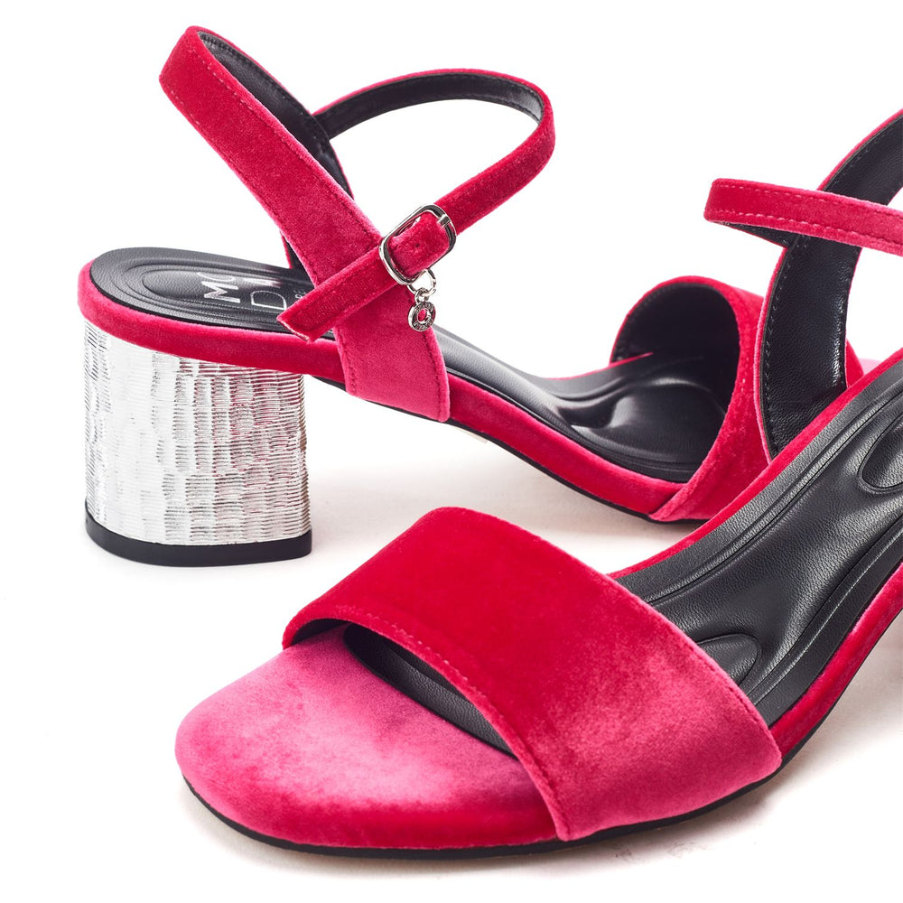 Nareena Pink Velvet Sandals