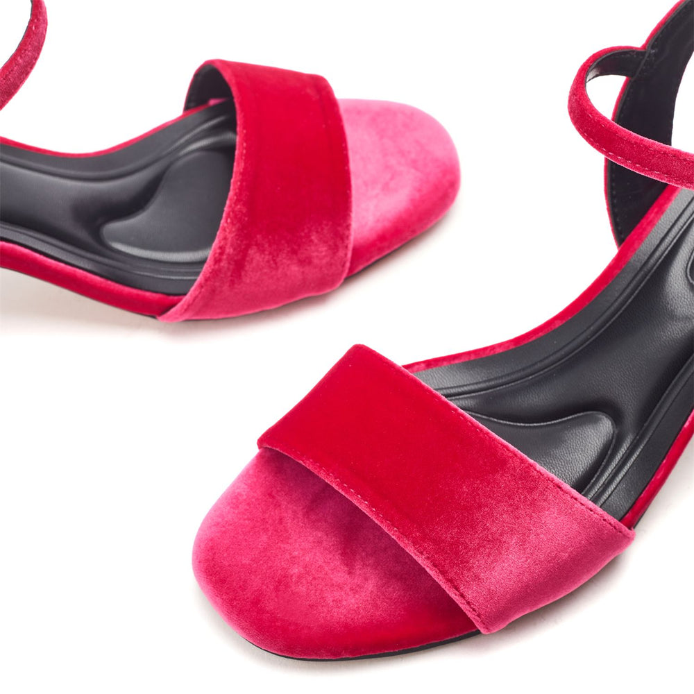 Nareena Pink Velvet Sandals