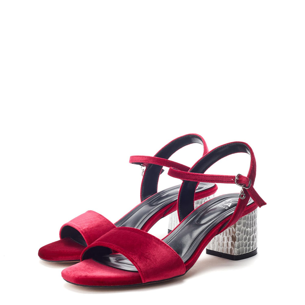 Nareena Red Velvet Sandals