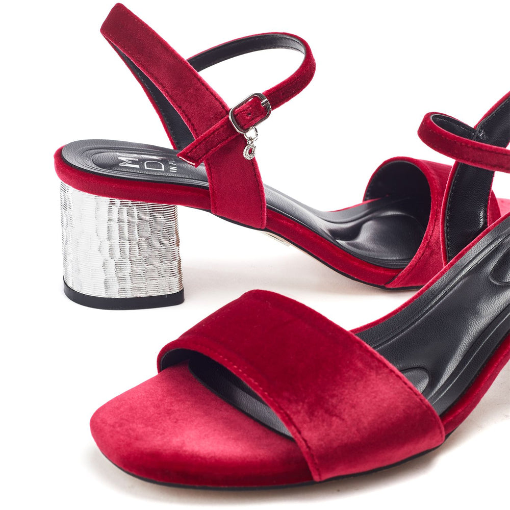 Nareena Red Velvet Sandals