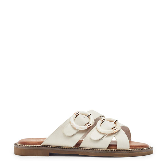Navya Off White Porvair Sandals