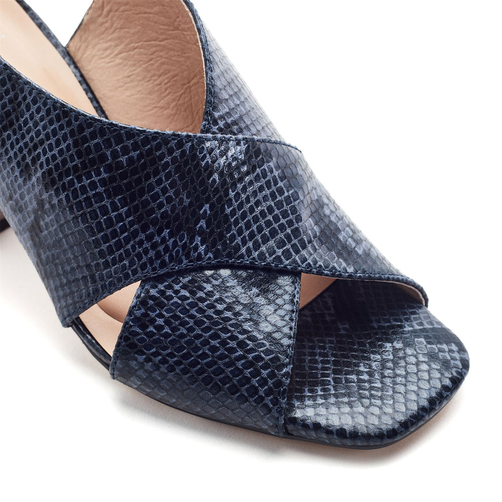 Naylani Navy - Snake Snake Print Sandals