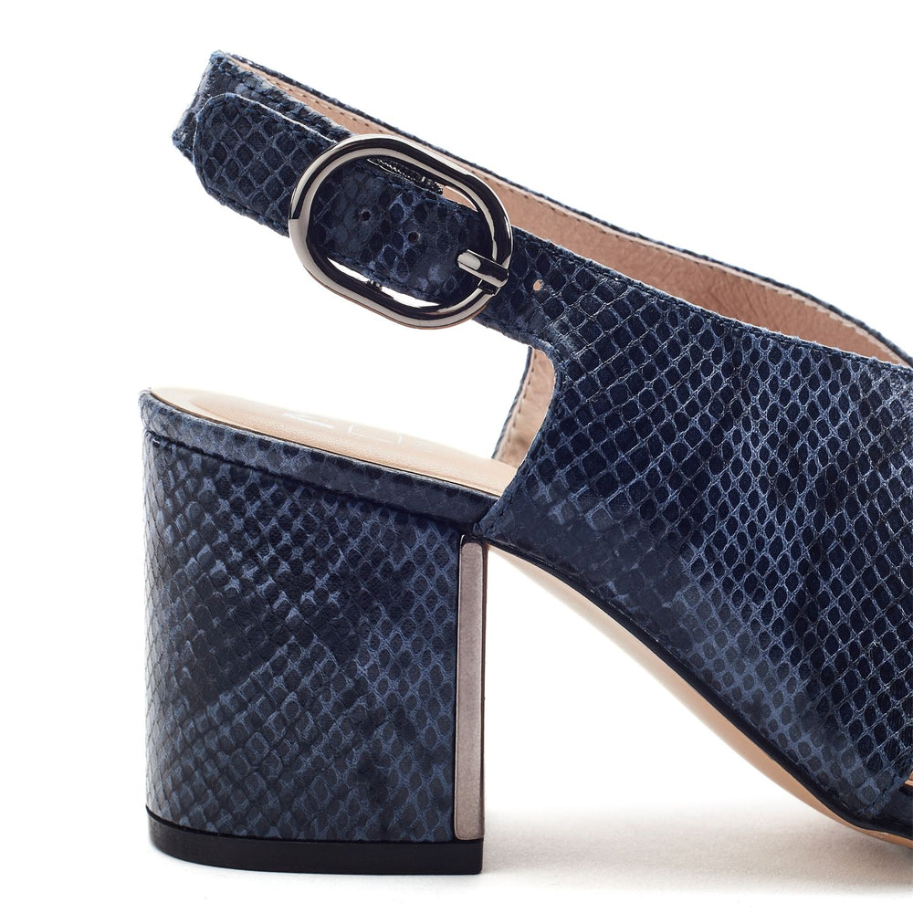 Naylani Navy - Snake Snake Print Sandals