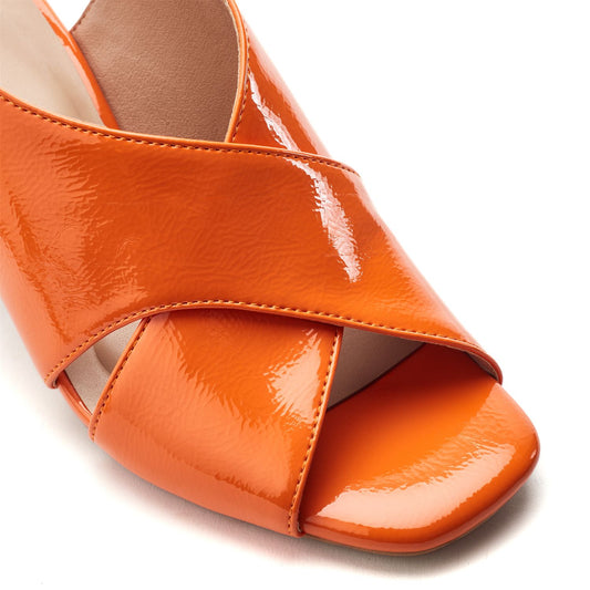 Naylani Orange Patent Sandals