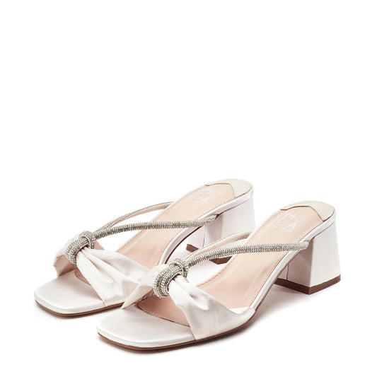 Neoma Ivory Satin Sandals