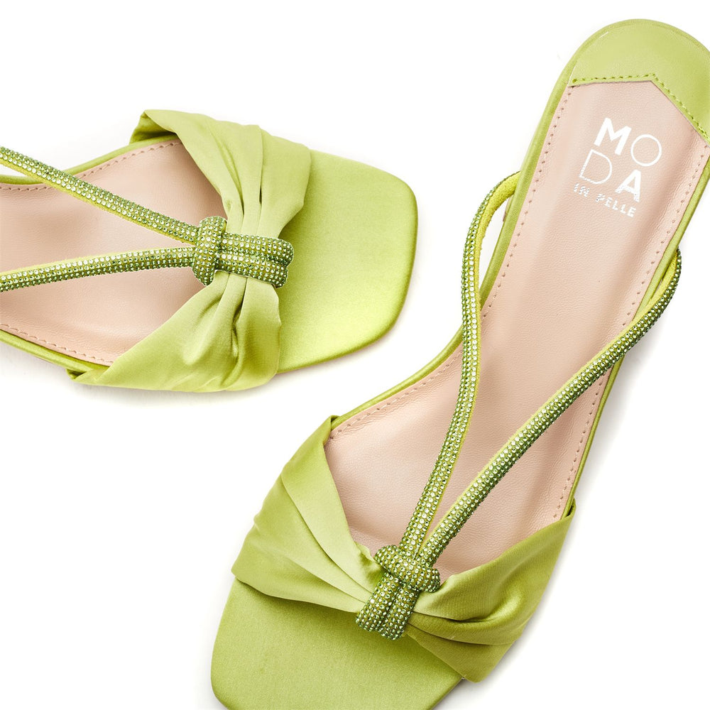 Neoma Lime Green Satin Sandals