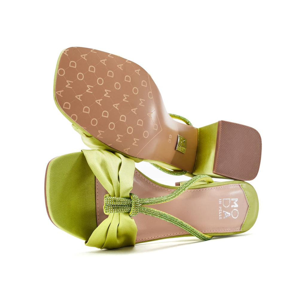 Neoma Lime Green Satin Sandals