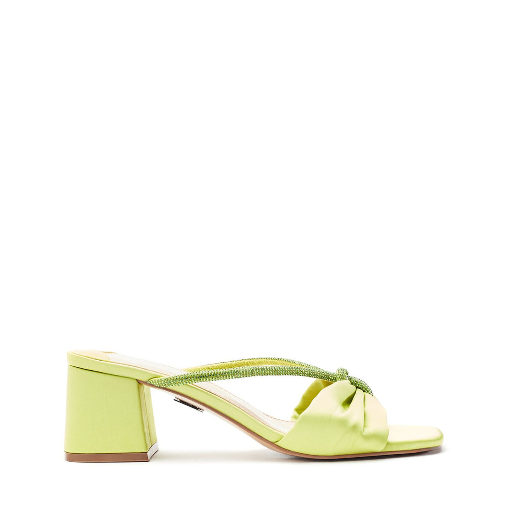 Neoma Lime Green Satin Sandals