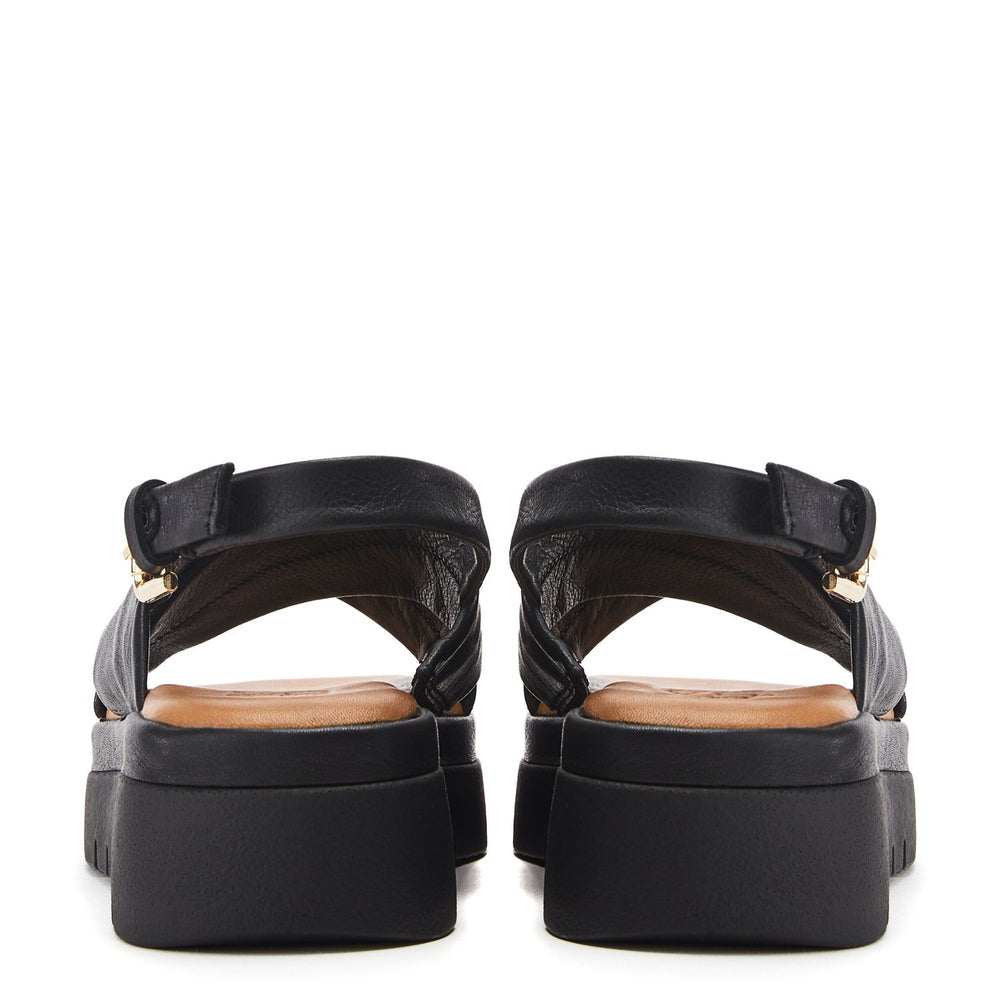Nettina Black Leather Sandals
