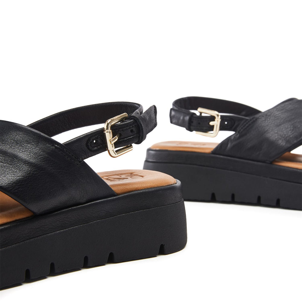Nettina Black Leather Sandals